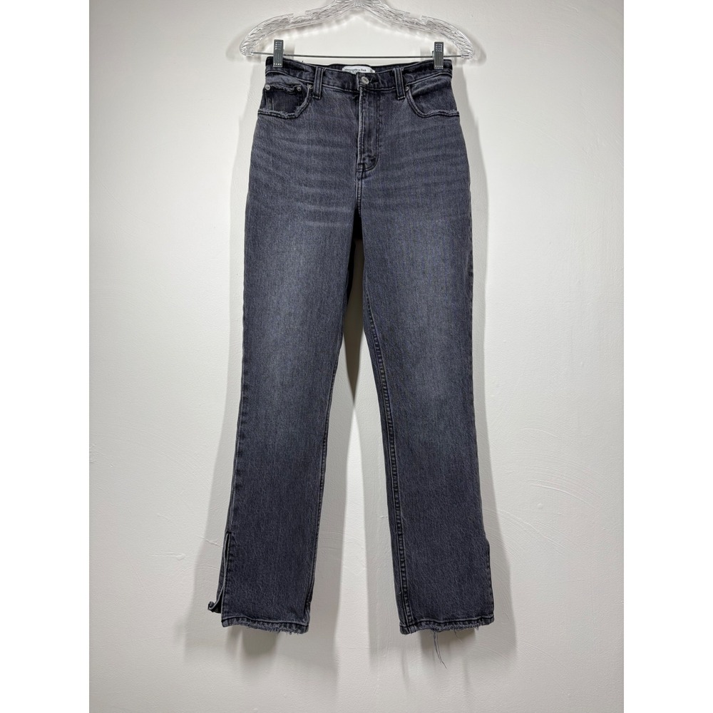 Abercrombie Women 90s Straight Jeans 25 0s Black Curve Love High Rise Grunge Y2K